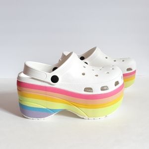 Rainbow platform crocs